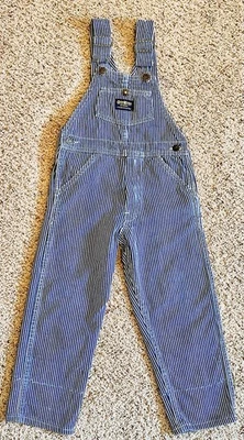 Mono vaquero vintage OshKosh B'gosh NIÑOS Vestbak ferrocarril rayas EE. UU. Talla 5 Foto 1 de 4