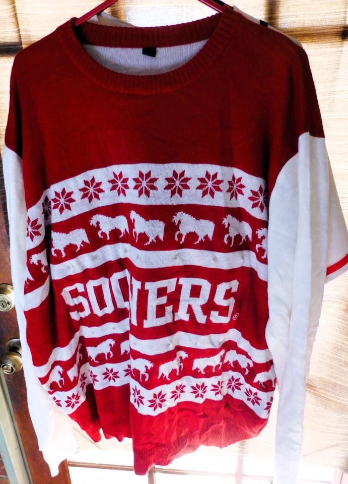 Oklahoma Sooners Light 'Em Up L.E.D. Suéter Navidad Vacaciones Talla 2XL NUEVO Foto 1 de 2