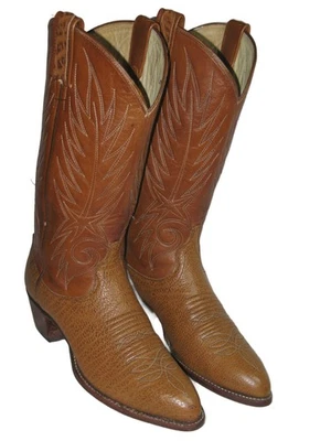 Vtg Dan Post Western Cowboy Boots Women Size 8 C Brown Textured Leather - Image 1 of 4