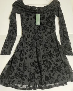 Damen Langarm angeraute Spitze Skaterkleid - Wild Fable Schwarz Größe XS - Bild 1 von 2
