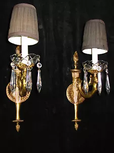 Aplique de luz de pared bronce y gotas de cristal esculturas de sirena figurativas ART DECO - Imagen 1 de 1