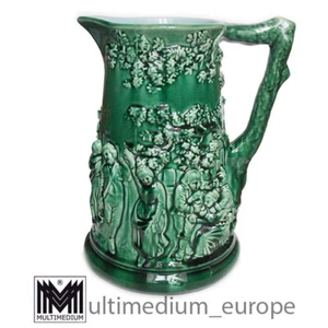 Jarra mayólica grande - Sarreguemines - Francia alrededor de 1880 - verde - Imagen 1 de 9