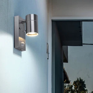 Außenleuchte Wandlampe Fassadenleuchte LED Bewegungsmelder Edelstahl GU10 Glas - Bild 1 von 12
