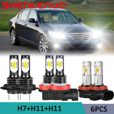 For 2009-2014 Hyundai Genesis LED Headlight High/Low Light+Fog Light Bulbs Kit - Image 1 of 4