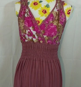 Jon & Anna Woman's Dress Small Pink  Florals Strecky Surplice Maxi Dress - Picture 1 of 8