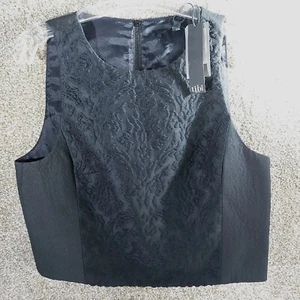 Top corto tejido a medida Tibi New York Reino Unido talla 6 o EE. UU. talla 2 panel bordado - Imagen 1 de 8