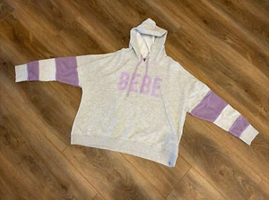 Bebe Sport Hoodie Pullover Sweatshirt with Mesh Gray/Purple - Picture 1 of 5