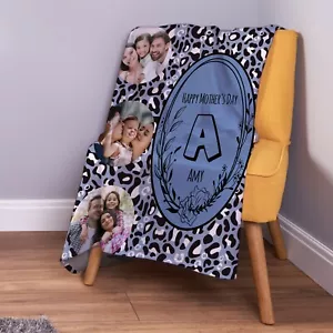 Personalised Animal Print Mother's Day Photo Design Soft Fleece Throw Blanket - Picture 1 of 2