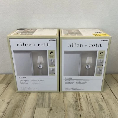 Allen + Roth Kelter Polished Chrome Incandescent Wall Sconce Lot Of Two (2) New - Image 1 of 4