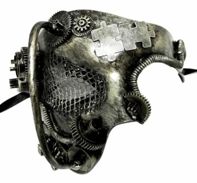 Steampunk Consolidator Punk Masquerade Mask Men Antique Silver - Image 1 of 3