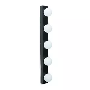 LUCE SPECCHIO HOLLYWOOD NERO OPACO IP44 SFERA FUNKY RETRÒ TRUCCO VANITÀ - Foto 1 di 1