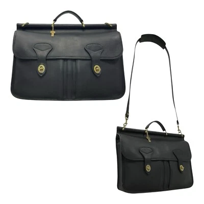 Vintage Anos 90 JACK GEORGES XL Pasta de Couro Macio Bolsa Mensageiro Cavilha PRETA EVC - Imagem 1 de 4