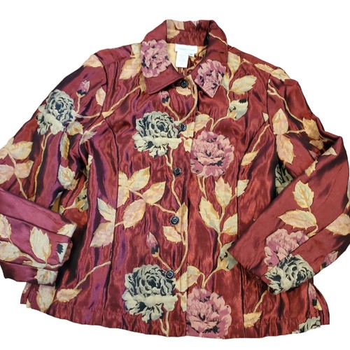 VETEMENTS Giacca da sera Y2K media rossa metallizzata arazzo floreale broccato bordeaux bottone