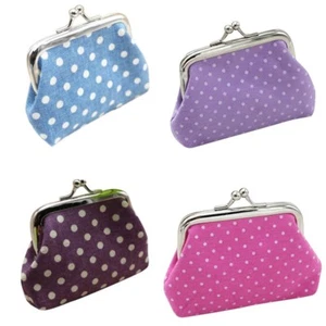 Multi Color Polka Dot Print Girls Women Coin Change Purse Wallet Cloth New Pink - Picture 1 of 5