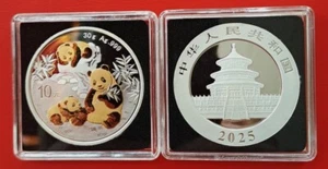 2025 China 10 元 Yuan Panda Münze gilded 30g Silber 999 BU ST NUR 3.000 Stück - Bild 1 von 3