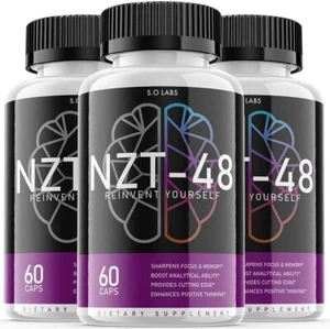 (3 Pack) NZT-48 Brain Booster, NZT-48 Limitless Focus Nootropic (180 Capsules) - Picture 1 of 3