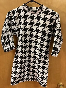 Wonder Nation Houndstooth Long Sleeve Black & White Dress Girl's size M 7-8 - Picture 1 of 5