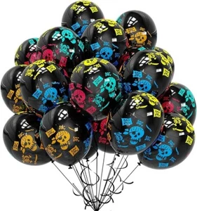 Skull Balloons,63Pcs Halloween Balloons 12 inches Black Balloons of the Dead Day - Picture 1 of 1