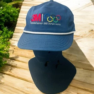 Vintage 3M 1992 Olympics Cap Hat Men's One Size Blue Snapback Paramount USA Made - Picture 1 of 10