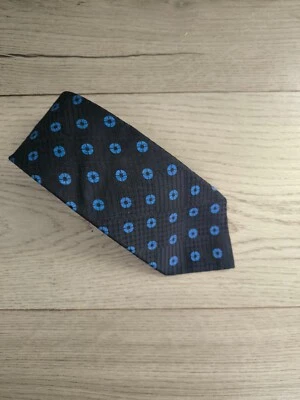 LANVIN PARIS Corbata Cuello Seda Azul Marino Lunares Estampado Floral Foto 1 de 4