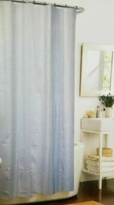 Cortina de ducha de tela gris y blanca Raymond Waites Block 72" x 72" nueva en paquete Foto 1 de 4