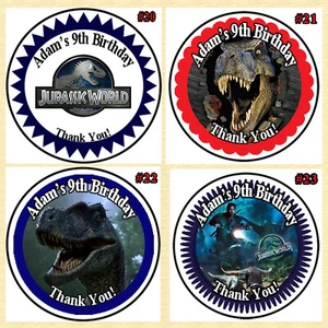 Pegatina Favor de Cumpleaños Jurassic Park 1 Hoja Personalizada - Imagen 1 de 10