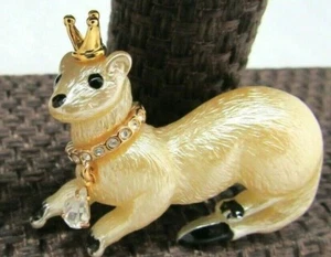 KENNETH J LANE KJL CROWNED ERMINE PIN BROOCH BOOK PIECE RARE  NEW IN BOX - Picture 1 of 6