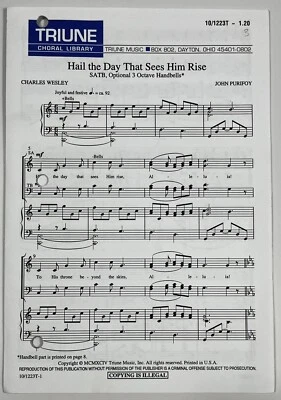 Hail the Day That Sees Him Rise by John Purifoy SATB Piano Handbells Sheet Music - Image 1 of 4