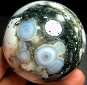 356g Madagascar Orbs OCEAN JASPER QUARTZ Geode CRYSTAL sphere BALL HEALING d828 - Picture 1 of 9