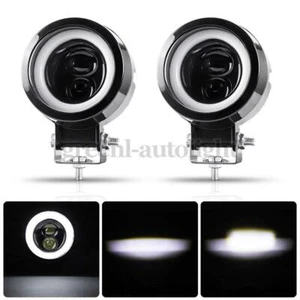 2X 3" Redondo LED Luz de Trabajo Punto Alto Bajo Blanco Ojo de Ángel Offroad Conducción Niebla ATV - Imagen 1 de 9