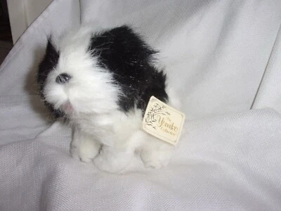 Russ Berrie The Yomiko Collection Black & White Puppy Dog Plush 8" Tall W/ TAGS - Image 1 of 3