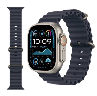 Genuine Apple Watch Ultra NAVY OCEAN BAND 49mm 46mm 45mm 44mm Natural Titanium
