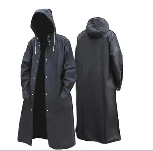 Wasserdichter langer Regenmantel mit Kapuze - Unisex Regenjacke in voller Länge, - Bild 1 von 8