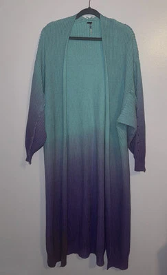 Free People Come Together Maxi Cardigan Sweater Blue & Purple Ombré ✨ Small - Image 1 of 4