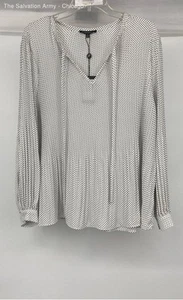 Adrianna Papell Womens Black White Polka Dot Woven Blouse Top Size X-Large - Picture 1 of 6