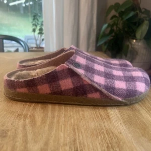 Zoccoli BIRKENSTOCK Zermatt in feltro di lana shearling taglia 39/8-8,5 rosa a quadri - Foto 1 di 8