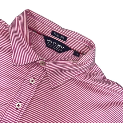 Polo Golf Ralph Lauren Vintage Lisle Rayas Rosa Golf Polo Para Hombres XL Foto 1 de 4