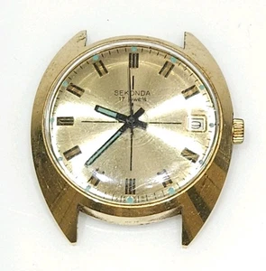 Sekonda USSR Poljot 17 Jewels Mechanical Manual Calendar Watch Gold Plated - Picture 1 of 9
