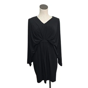 Marc Bouwer Black V-Neck Batwing Sleeve Above Knee Banded Waist Dress Size Small - Picture 1 of 10