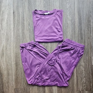 Damen Lila Lounge Set Pyjama Nachtwäsche Oberteil & Jogginghose Bequem Größe L - Bild 1 von 6