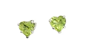 4mm Arizona Peridot Heart Gemstone Sterling Silver Pair Post Earring PE19/8525 - Picture 1 of 2