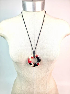 Colar Sobral Abstrato Circo Rosa Roxo Branco Azul Inclusões Feito por Artista - Imagem 1 de 4