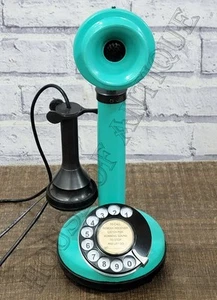 Antik Stil grün Kerzenständer Telefon - Vintage Dreh Wählscheiben funktionierend Telefon - Bild 1 von 13