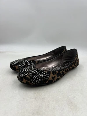 Zapatos planos de ballet Sam Edelman para mujer talla 9M estampado de leopardo con tachuelas arco Charleen Foto 1 de 4