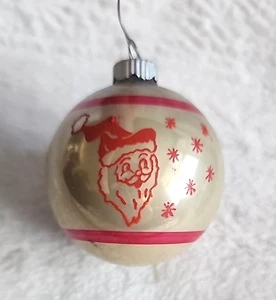 Vintage Shiny Brite Schablone Weihnachtsmann Ornament MCM weiß rosa rot Schnee USA - Bild 1 von 5