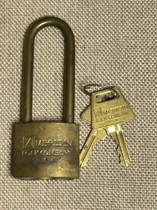 American Lock Co. US Long Shackle Padlock W/ Keys - Picture 1 of 7
