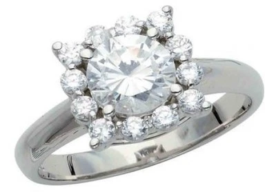 1.45 ct round ideal natural diamond square halo solitaire engagement ring gold - Image 1 of 2