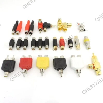 2x RCA Male female to 2rca 3rca male Female Connector Splitter Adapter Video 24H - Image 1 of 4