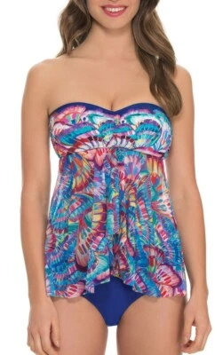 Profile Gottex Womens Madame Butterfly Flyaway Tankini Top Multi Size 6 - Image 1 of 2