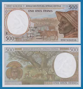 Zentralafrikanische Staaten 500 Franken P 201Ef ""E"" für Kamerun 1999 UNC CAS 201 E f - Bild 1 von 1